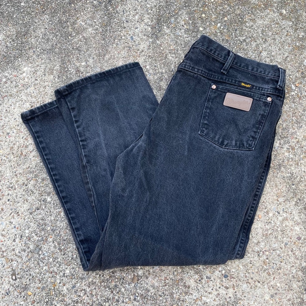 Wrangler Cowboy Cut Slim Straight Fit Jeans Men's 42x30 Black Denim 936WBK